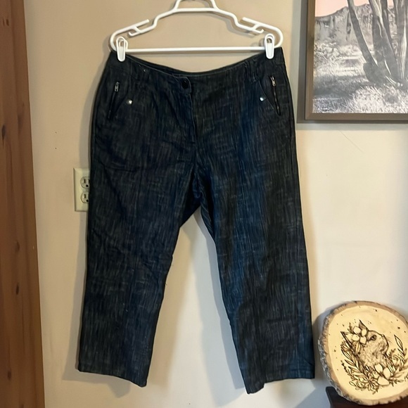 Sandro Sportswear Charcoal Grey Chambray Capri Pants Size 14 - Picture 1 of 10